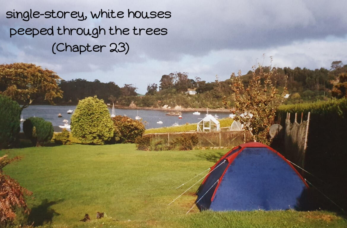 single storey, white houses peeped through the trees (Chapter 23)