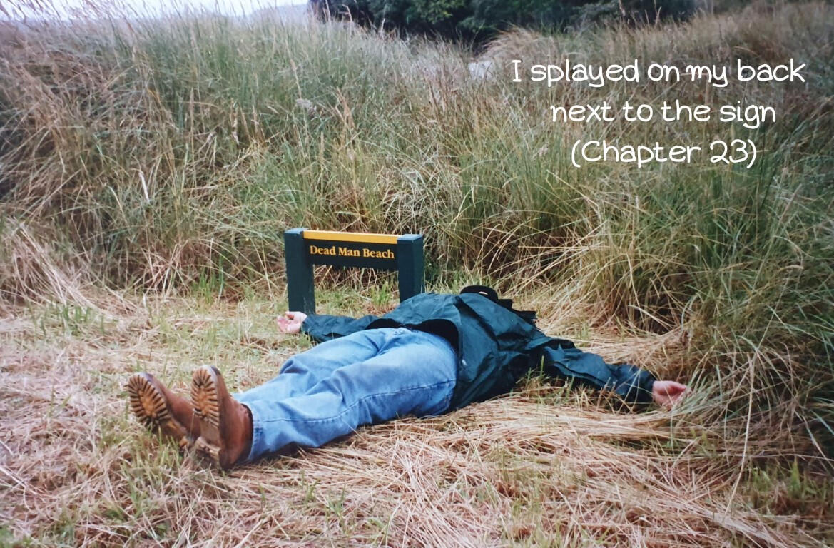 I splayed on my back next to the sign (Chapter 23)